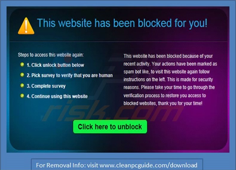 This website has been blocked for you! virus