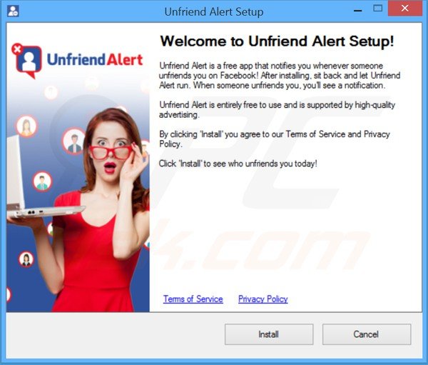 Unfriend Alert adware installer
