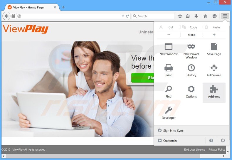 Removing ViewPlay ads from Mozilla Firefox step 1