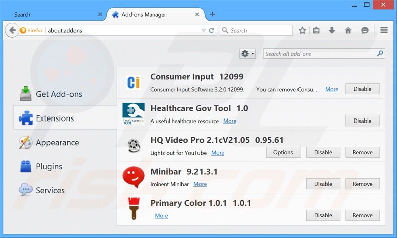 Removing Windesk Winsearch ads from Mozilla Firefox step 2