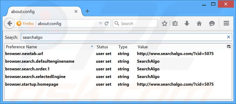 Removing zooms.searchalgo.com from Mozilla Firefox default search engine