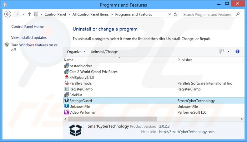 zooms.searchalgo.com browser hijacker uninstall via Control Panel