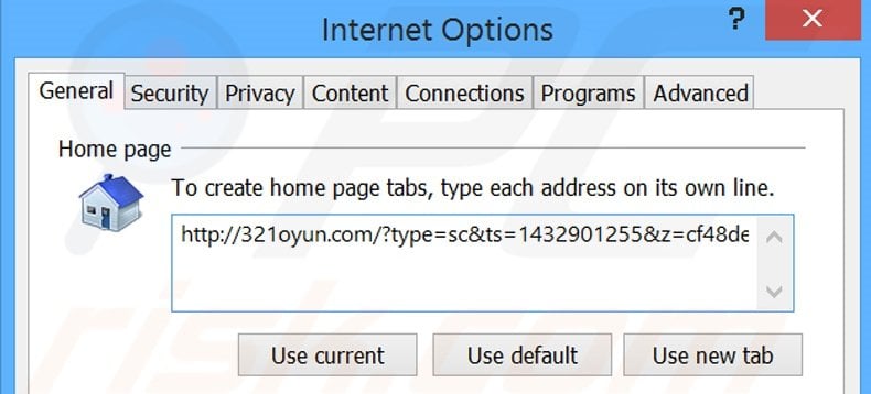 Removing 321oyun.com from Internet Explorer homepage