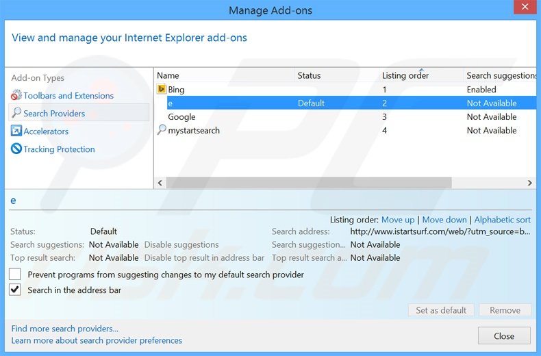 Removing 321oyun.com from Internet Explorer default search engine
