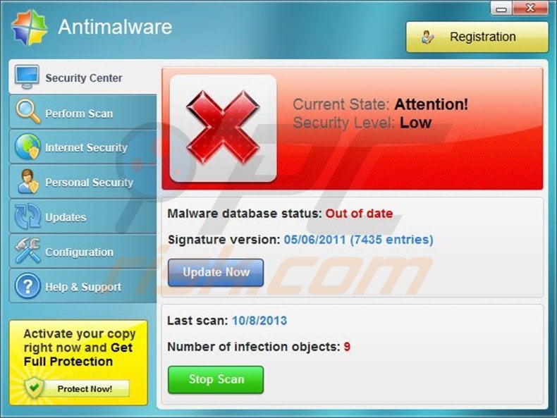 Antimalware fake antivirus program
