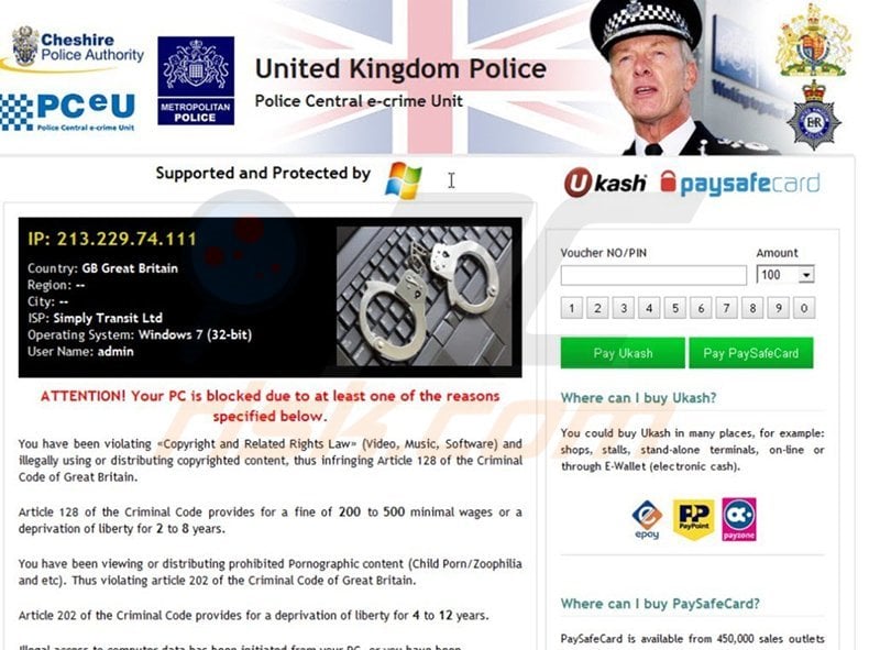 Metropolitan British Police ransomware virus