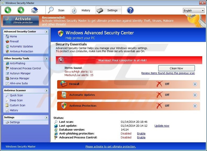 Windows Security Master fake antivirus