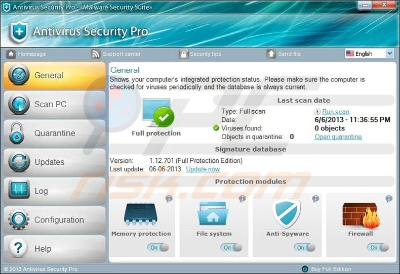 Antivirus Security Pro fake antivirus program