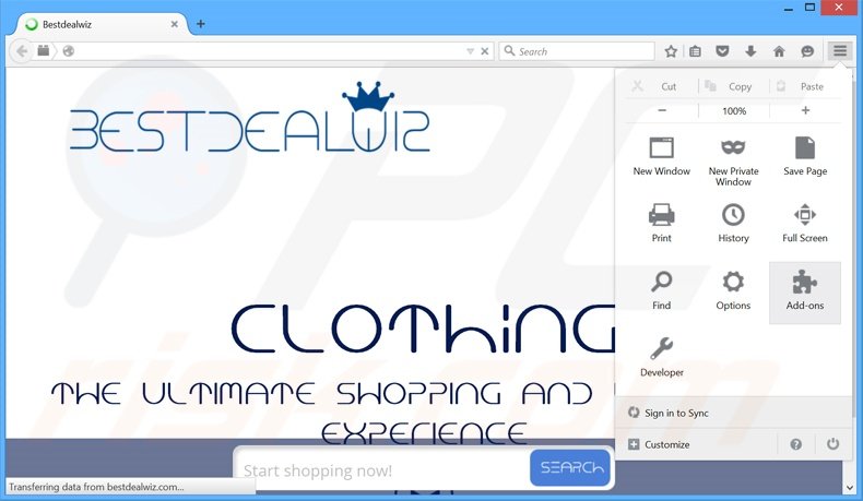 Removing Bestdealwiz ads from Mozilla Firefox step 1