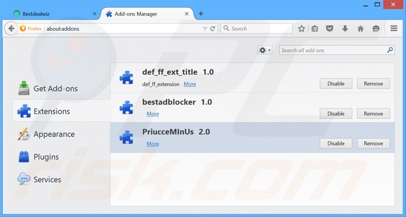 Removing Bestdealwiz ads from Mozilla Firefox step 2