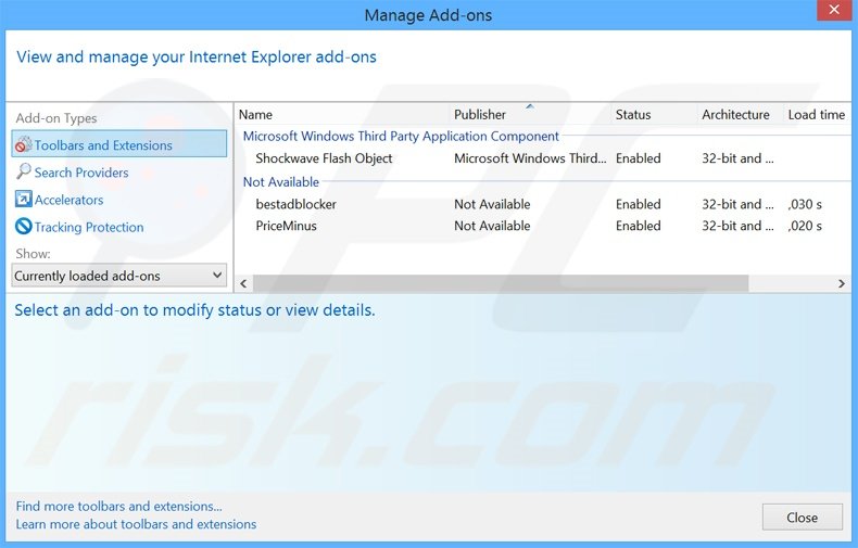 Removing Bestdealwiz ads from Internet Explorer step 2