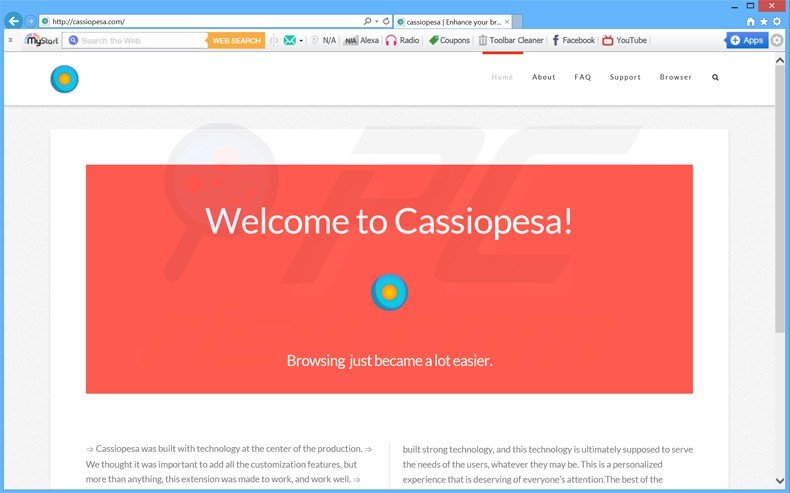 cassiopesa.com promoting website