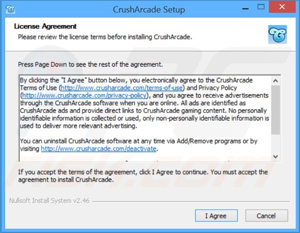 CrushArcade adware installation