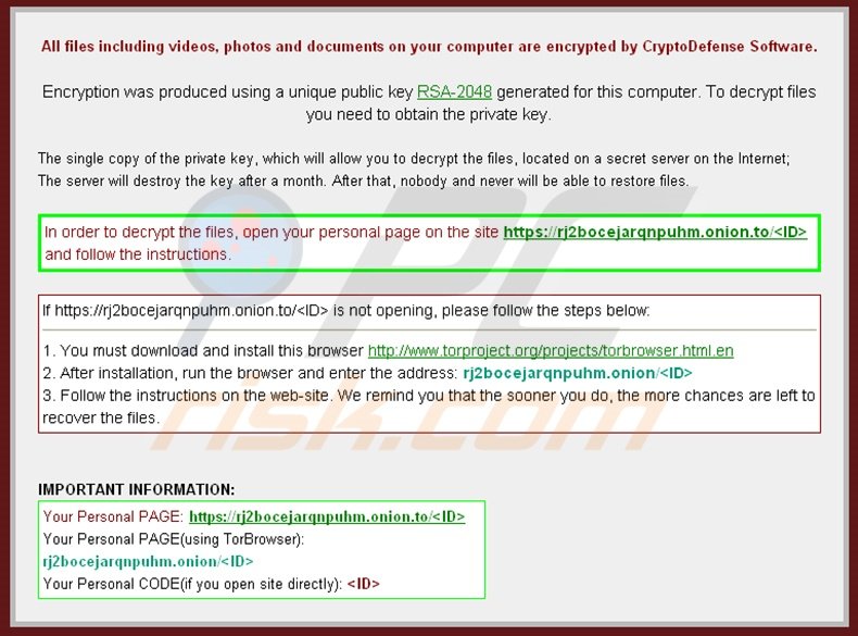 cryptodefense ransomware virus