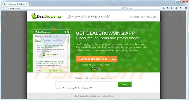 DealBrowsing homepage