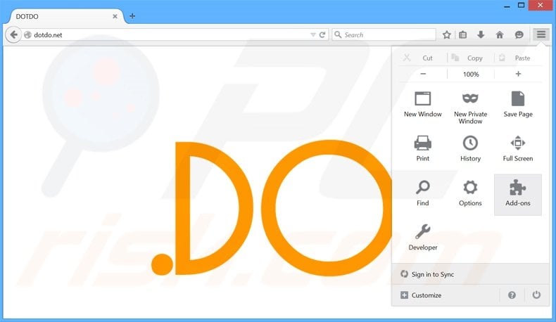 Removing dotdo ads from Mozilla Firefox step 1