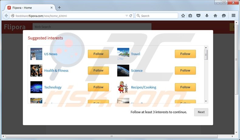 static.flipora.com browser hijacker