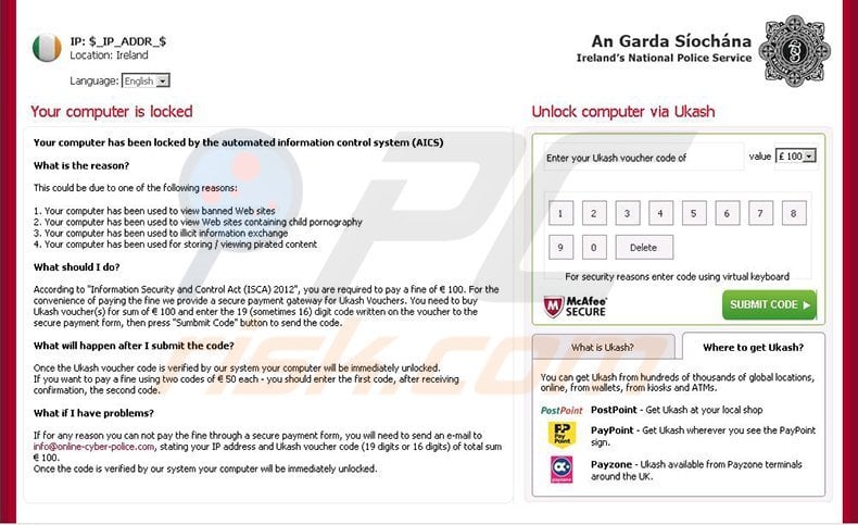 ireland garda ransomware virus 2015