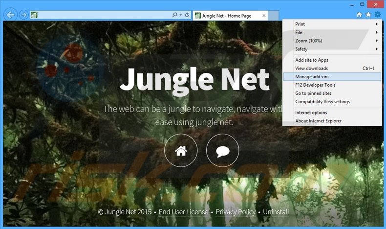 Removing Jungle Net ads from Internet Explorer step 1
