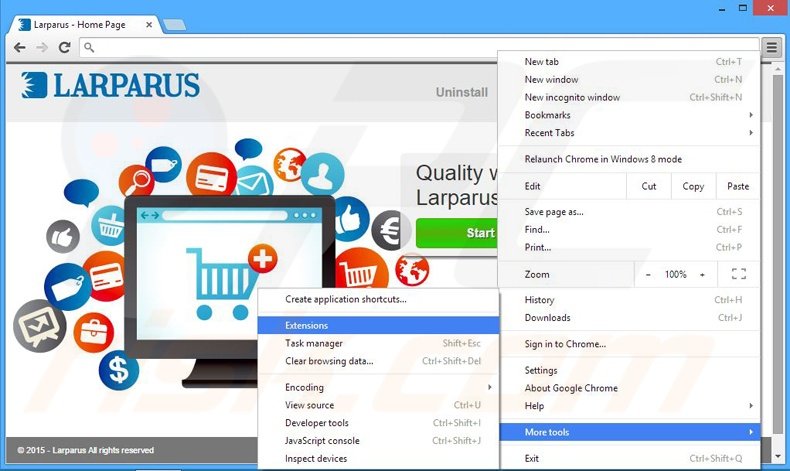 Removing Larparus  ads from Google Chrome step 1