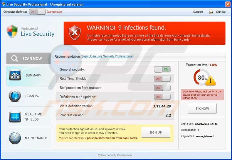 Live Security Professional (fake antivirus program)
