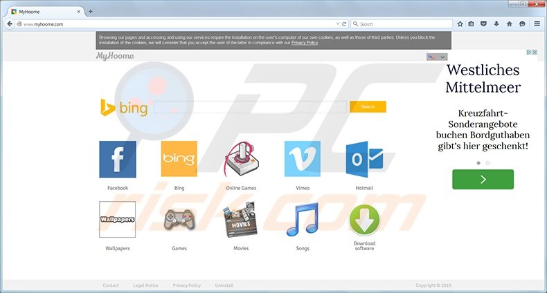 Myhoome.com browser hijacker