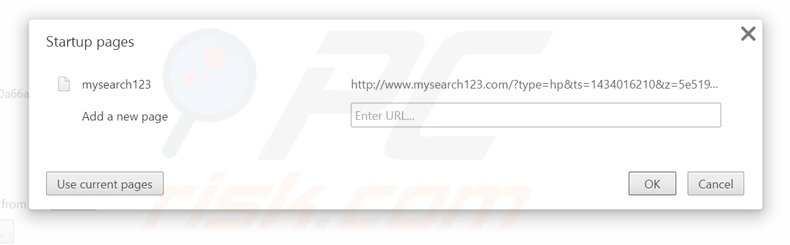 Removing mysearch123.com from Google Chrome homepage
