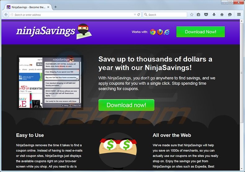 NinjaSavings adware