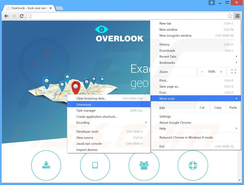 Removing OverLook  ads from Google Chrome step 1