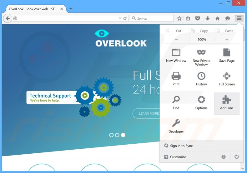 Removing OverLook ads from Mozilla Firefox step 1