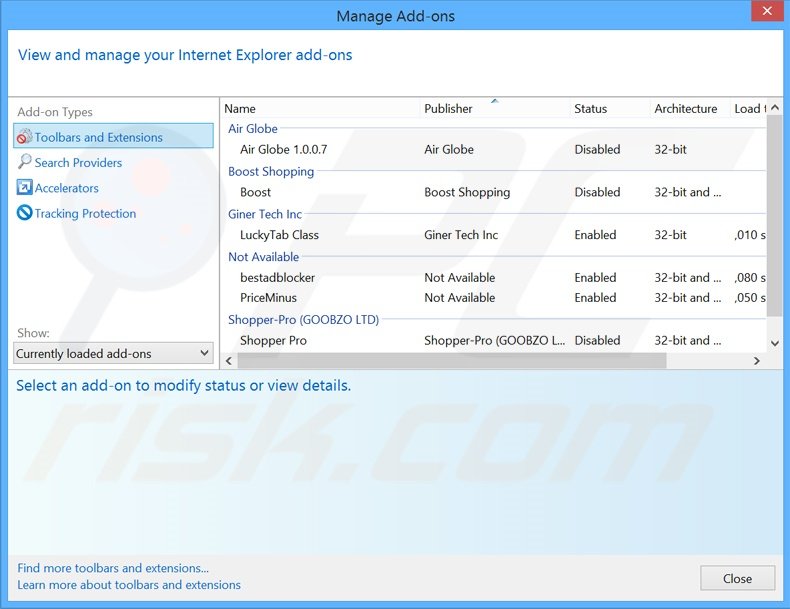 Removing PerformWeb App ads from Internet Explorer step 2