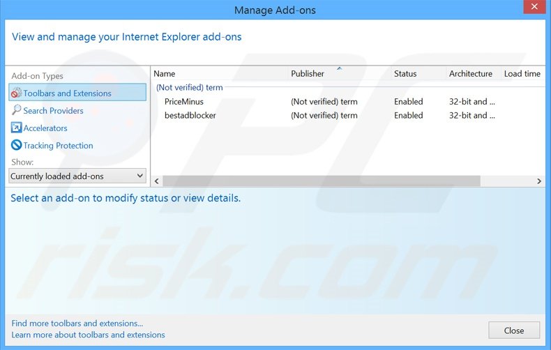 Removing PrintOnKey ads from Internet Explorer step 2