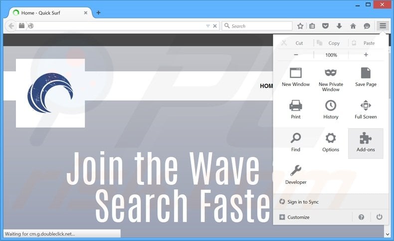 Removing Quick Surf ads from Mozilla Firefox step 1