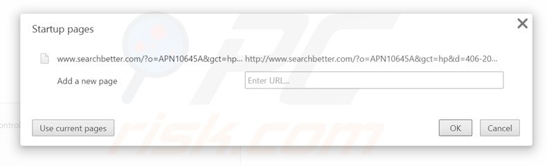 Removing searchbetter.com from Google Chrome homepage