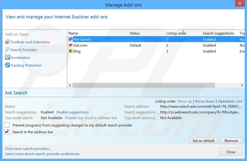 Removing searchbetter.com from Internet Explorer default search engine
