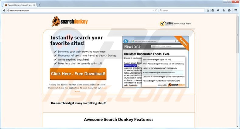 Search Donkey Adware homepage