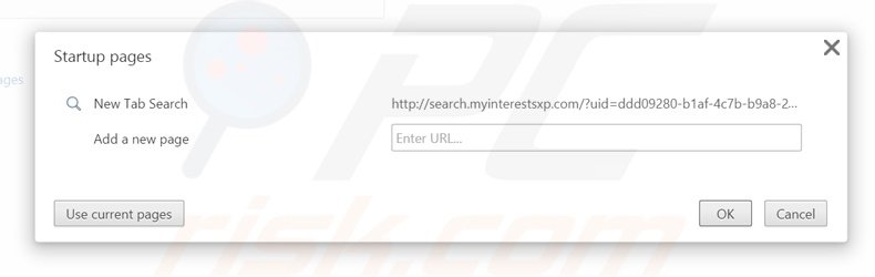 Removing search.myinterestsxp.com from Google Chrome homepage