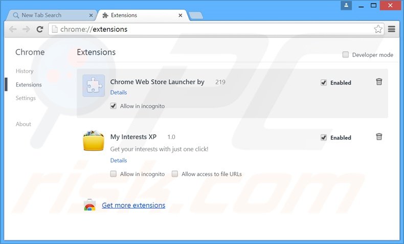 Removing searchsafe.com related Google Chrome extensions