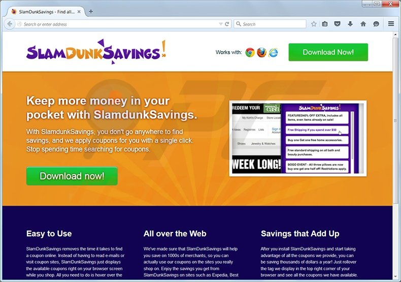 SlamdunkSavings adware