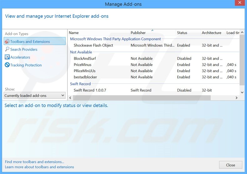 Removing Square Corner ads from Internet Explorer step 2