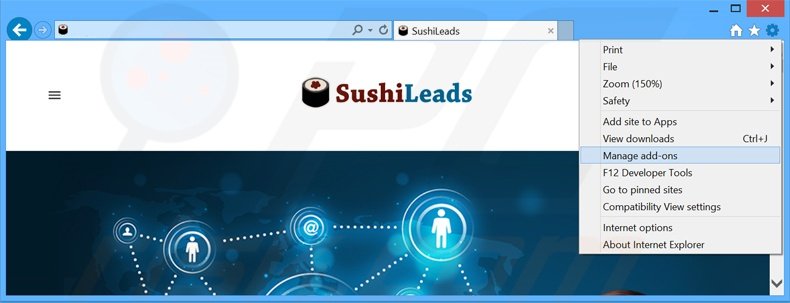 Removing SushiLeads ads from Internet Explorer step 1