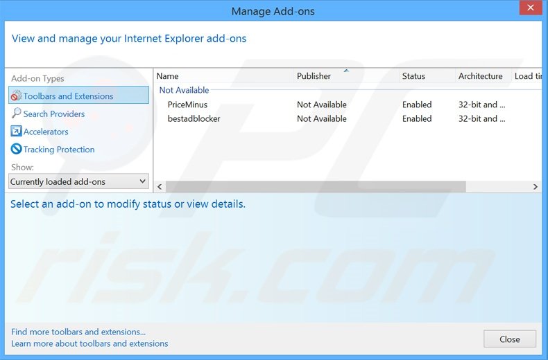 Removing SushiLeads ads from Internet Explorer step 2