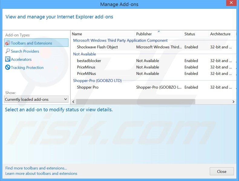 Removing visadd ads from Internet Explorer step 2