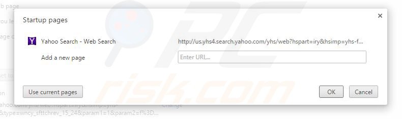 Removing yhs4.search.yahoo.com from Google Chrome homepage