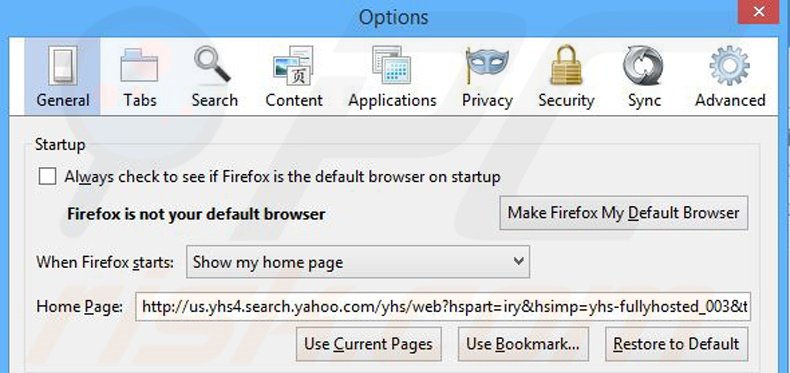 Removing yhs4.search.yahoo.com from Mozilla Firefox homepage