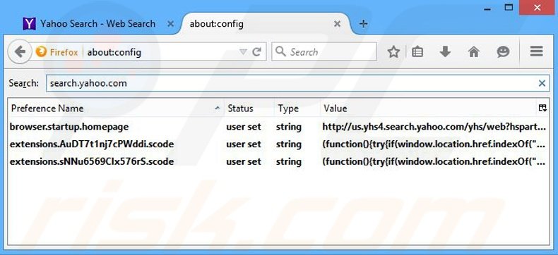 Removing yhs4.search.yahoo.com from Mozilla Firefox default search engine