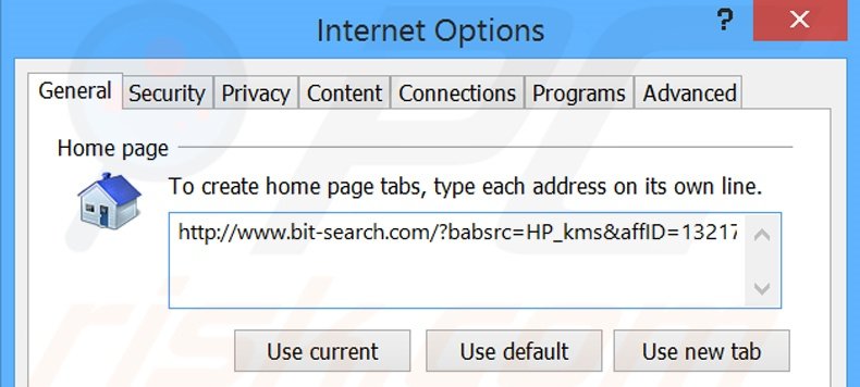 Removing bit-search.com from Internet Explorer homepage