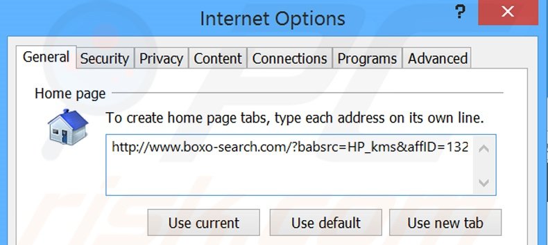 Removing boxo-search.com from Internet Explorer homepage
