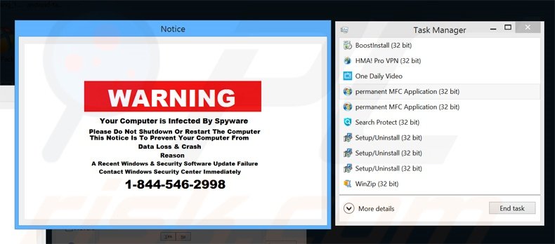 Br Media Player displaying warning message about the spyware infection