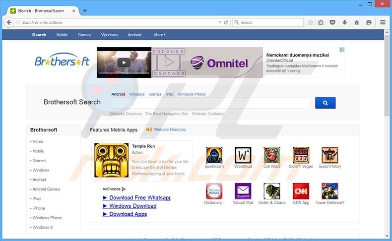 isearch.brothersoft.com browser hijacker